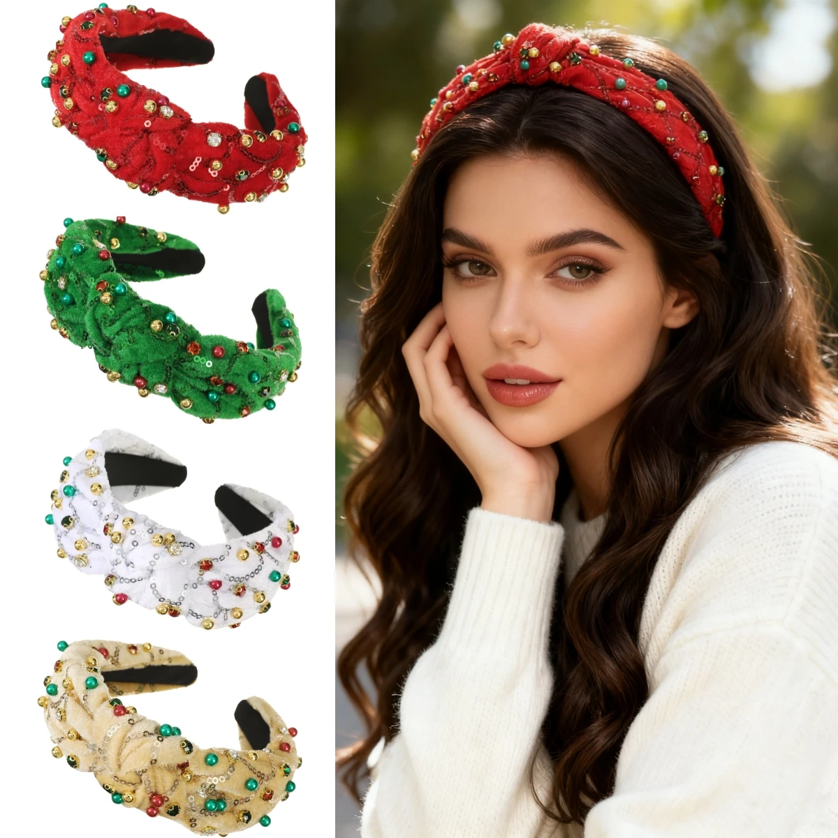 1pc Fashion Knot Pearl Hairband For Women Girls Shopping Travel Headpiece Accessories Party Hair Hoop Korean Ladies Headband