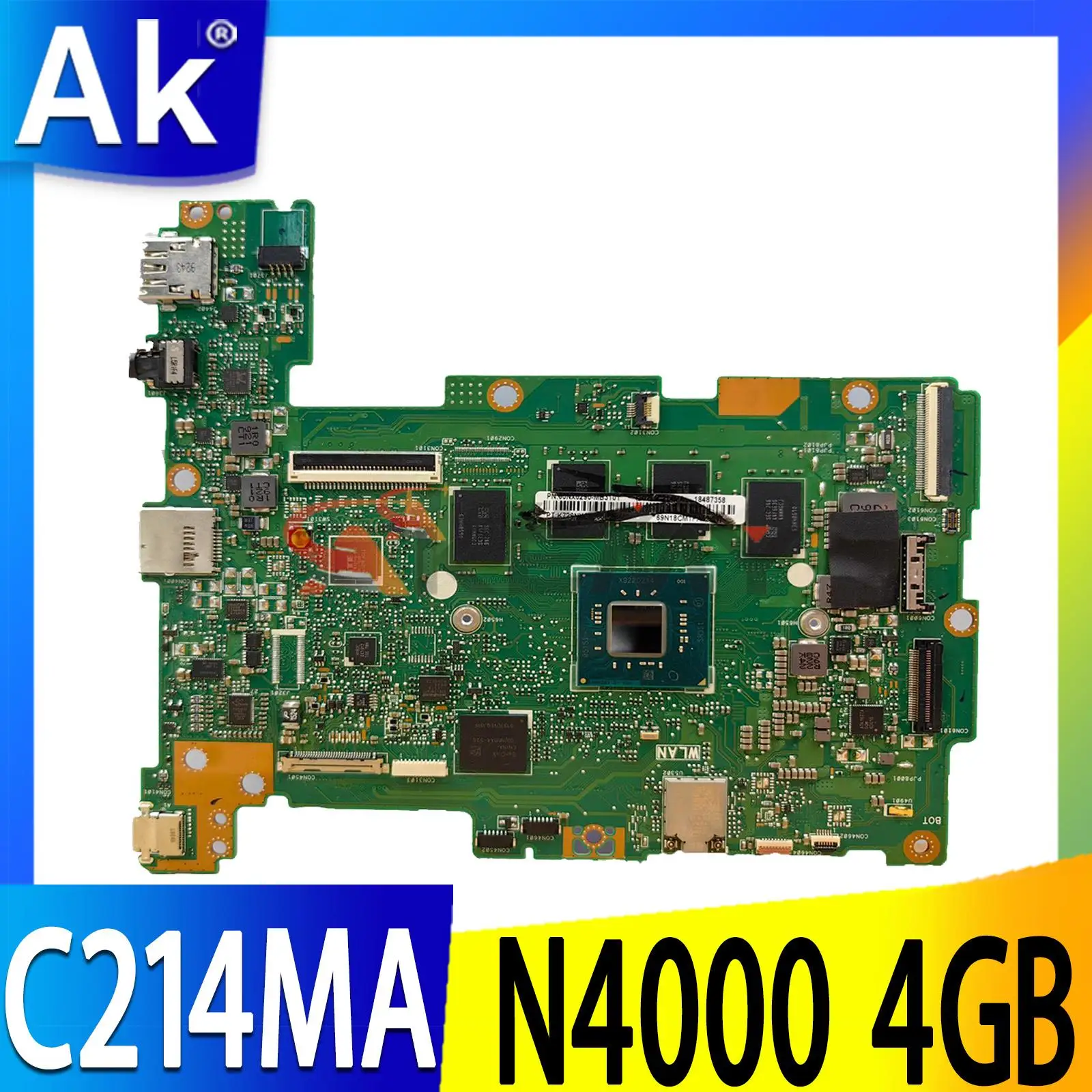 

Материнская плата для ASUS Chromebook Flip C214MA Laotop, материнская плата C214MA с процессором N4000, 4 Гб ОЗУ, 32 ГБ/64 Гб SSD