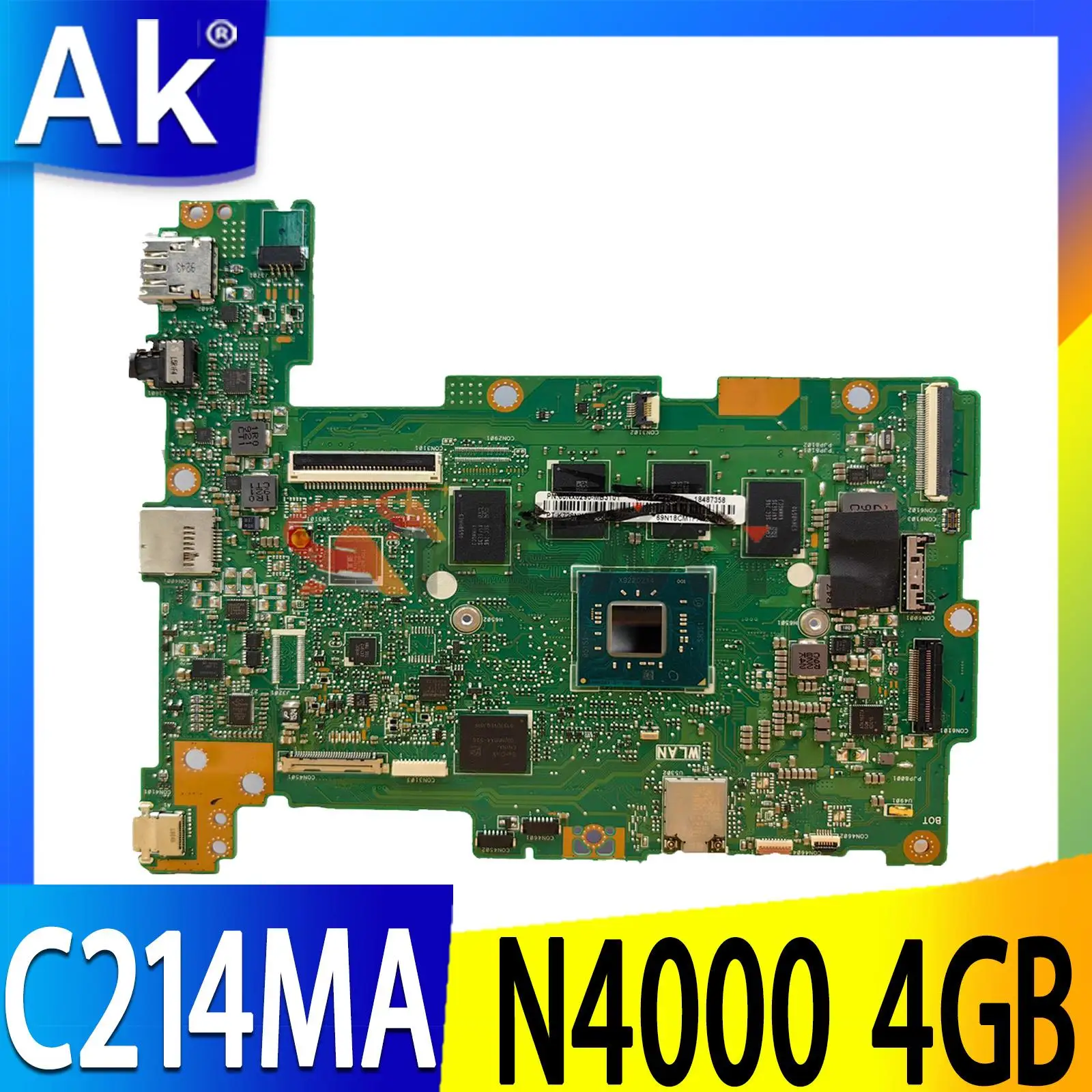 Chromebook Flip Motherboard para Asus C214ma Mainboard Cpu N4000 4gb de Ram Ssd 32g N4000