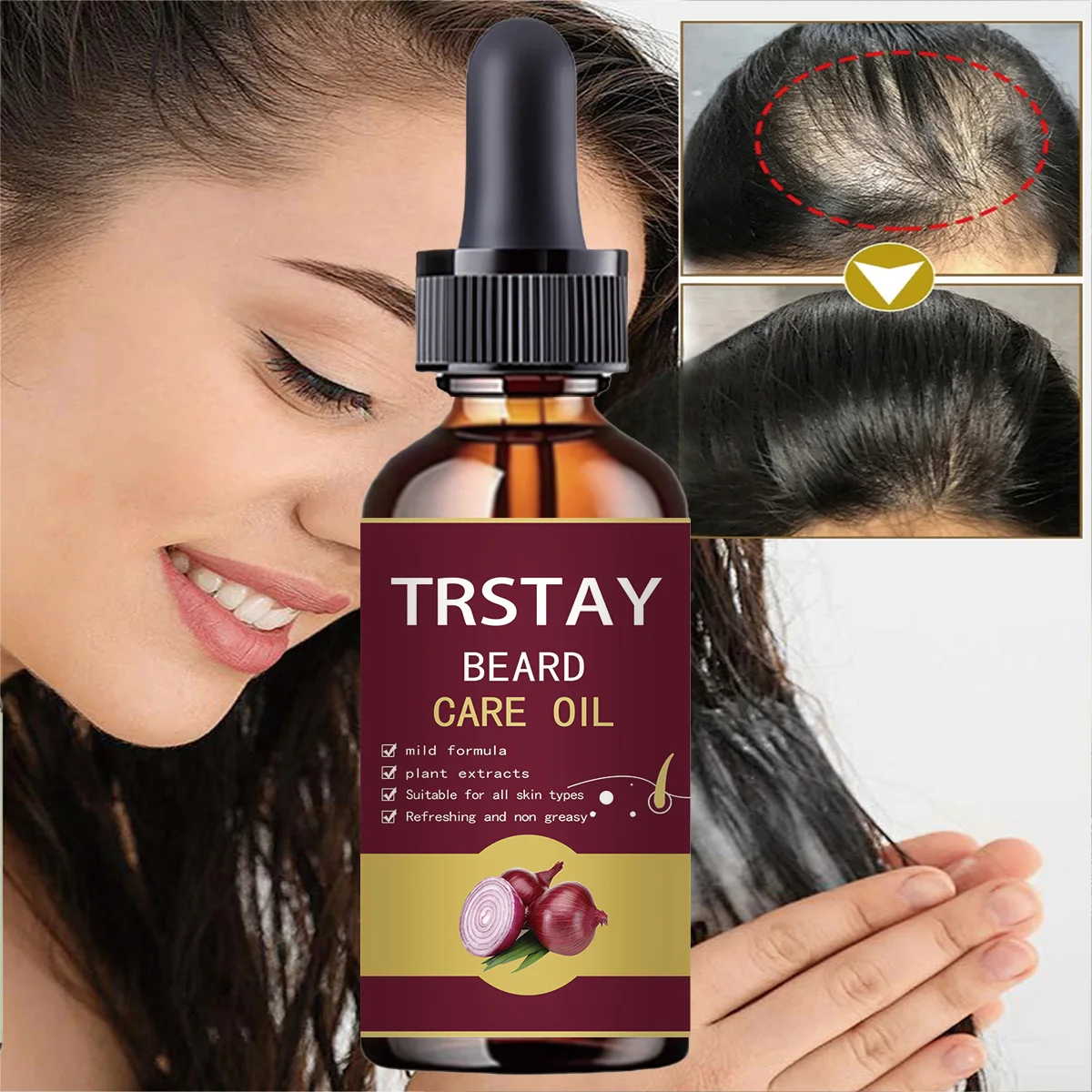 Onion Black Seed Hair Oil Spray for Natural Hair Care and Growth Prevent Loss Biotin Fast Growth