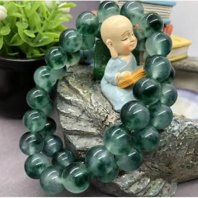 

Women Men's Natural Gemstone Stone Ice grass green Cuff Charm Bangle Bracelet