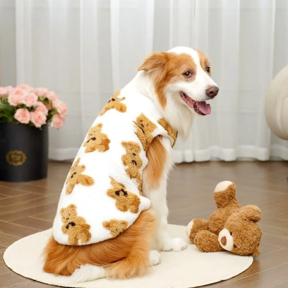 Trendy XS-9XL Winter Puppy Clothes Cute Bear Pattern Dog Sweater Dog Vest Warm Fleece Pet Supplies Vest Pitbull New Year's Gift