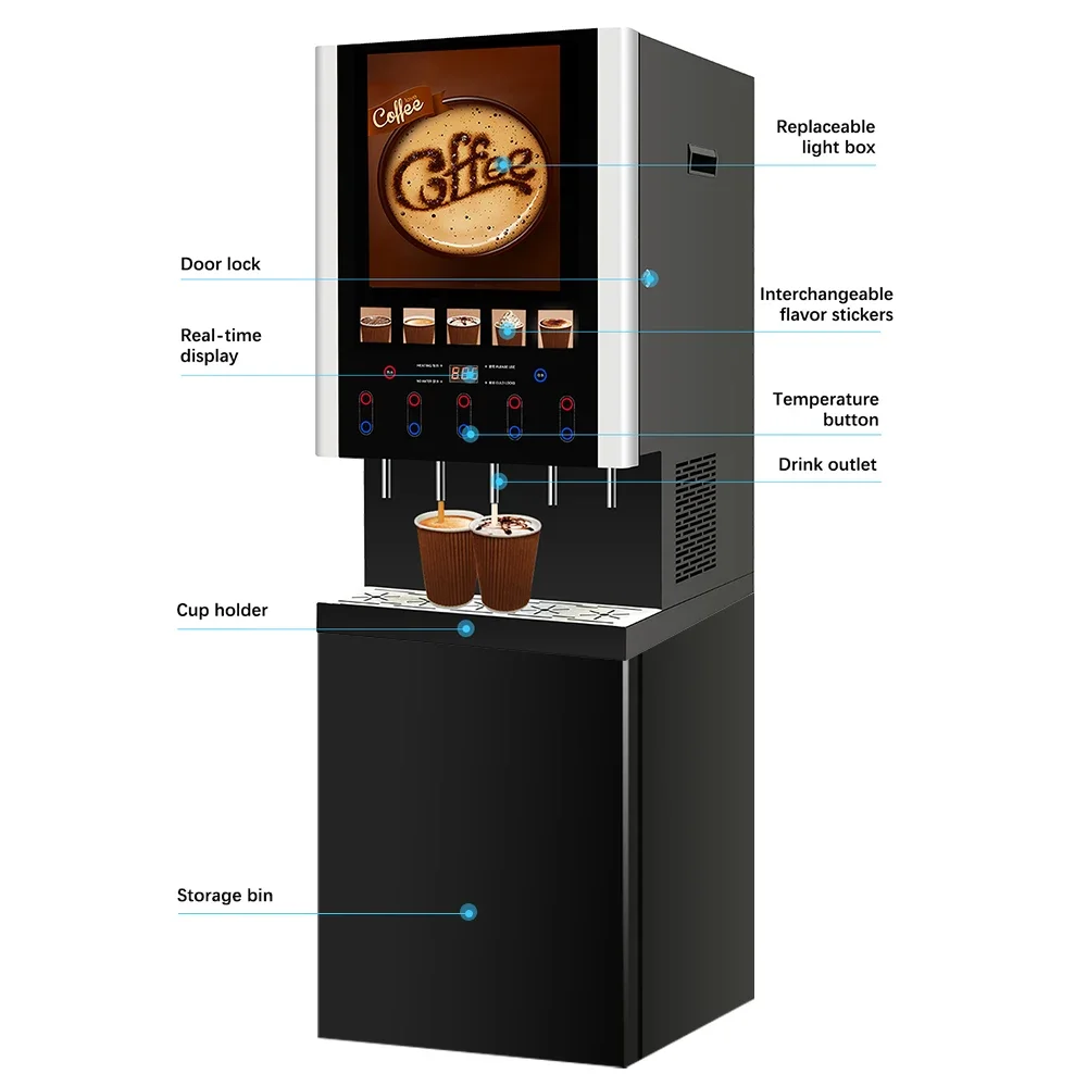 Commercial Users-Friendly Instant Fully Automatic Vending Coffee Maker Machine 220v 6