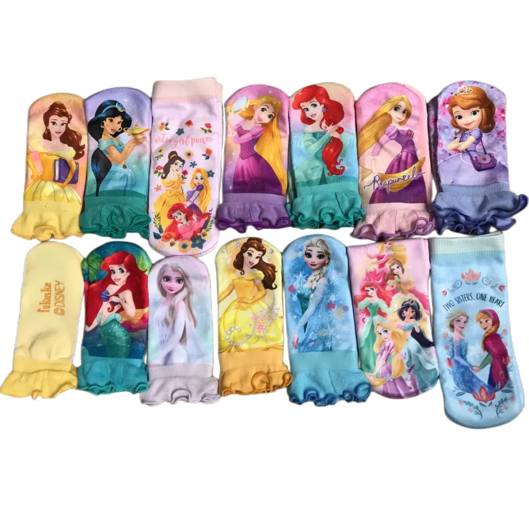 

Hot Toys Cartoon Sock Kids Princess Elsa Anna Sofia Mermaid Belle Design Children Cars Mickey Cotton Socks 15-20CM 4Pairs/lot