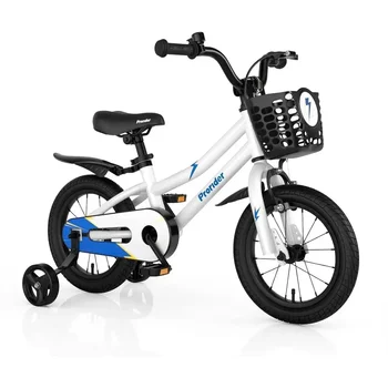 Children's Bikes for Ages 3-8, 12-20 Inch, with Removable Training Wheels, Handbrake, and Rear Brake, Including Basket