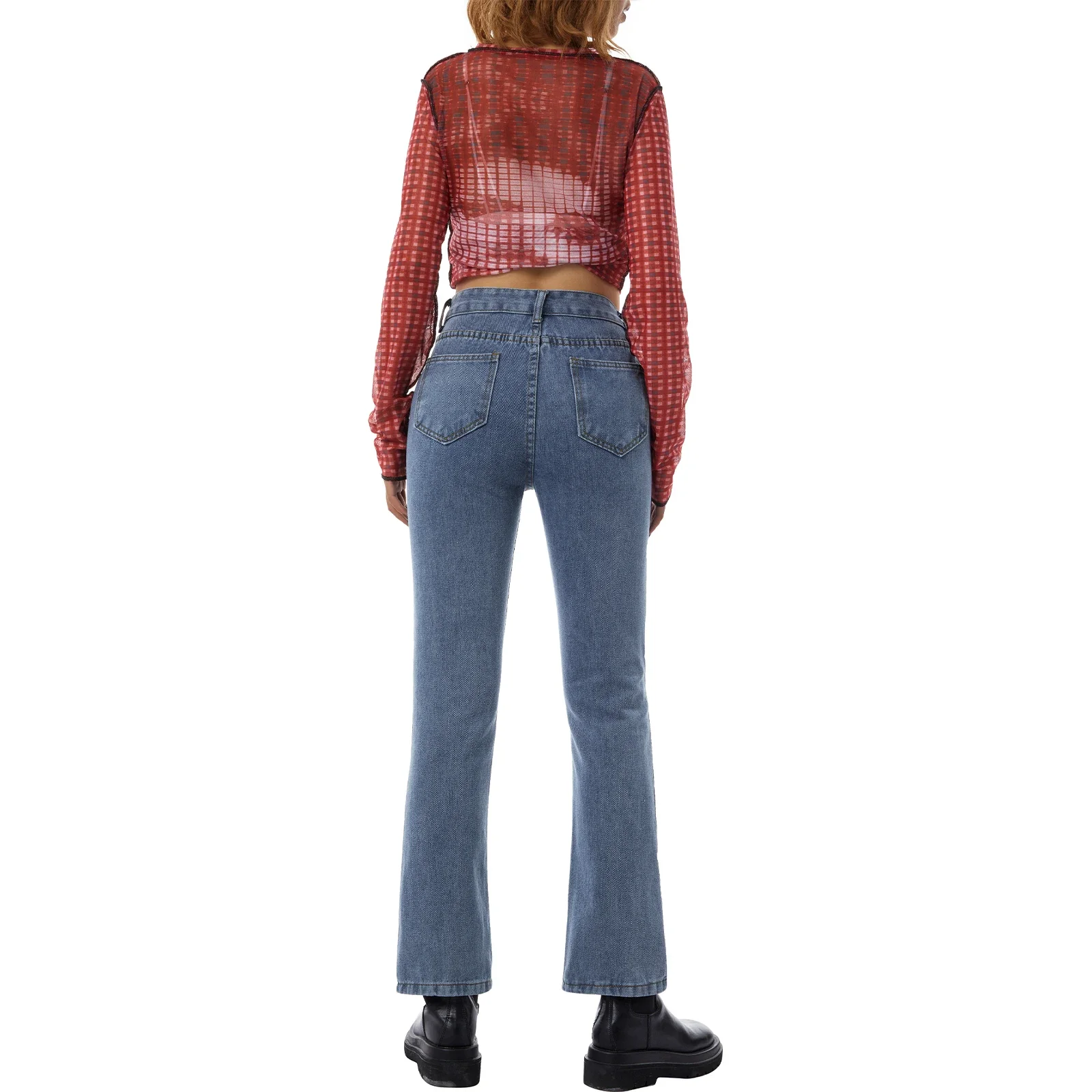 2024 Women New Clothing Pocket Button Denim Jeans Zipper Metal Split Hem Middle Waist Casual Party Street Loose Sliming Pants