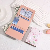 Fashion Cute Bunny Tulip Wallets Rabbit Flower Print Purses Women Pu Leather Short Coin Purse Sweet Card Clip Bag Short Card Bag 2