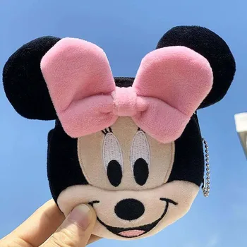Il più nuovo cartone animato Minnie bambini peluche portamonete con cerniera portamonete Mini portafoglio con portachiavi bambini ragazza donna per regalo 1