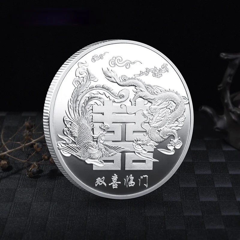 

Says Fu Lu Shou Cai Chinese Traditional Culture Collection Double Luck Arrive By The Dragon and The Phoenix Commemorative Coin