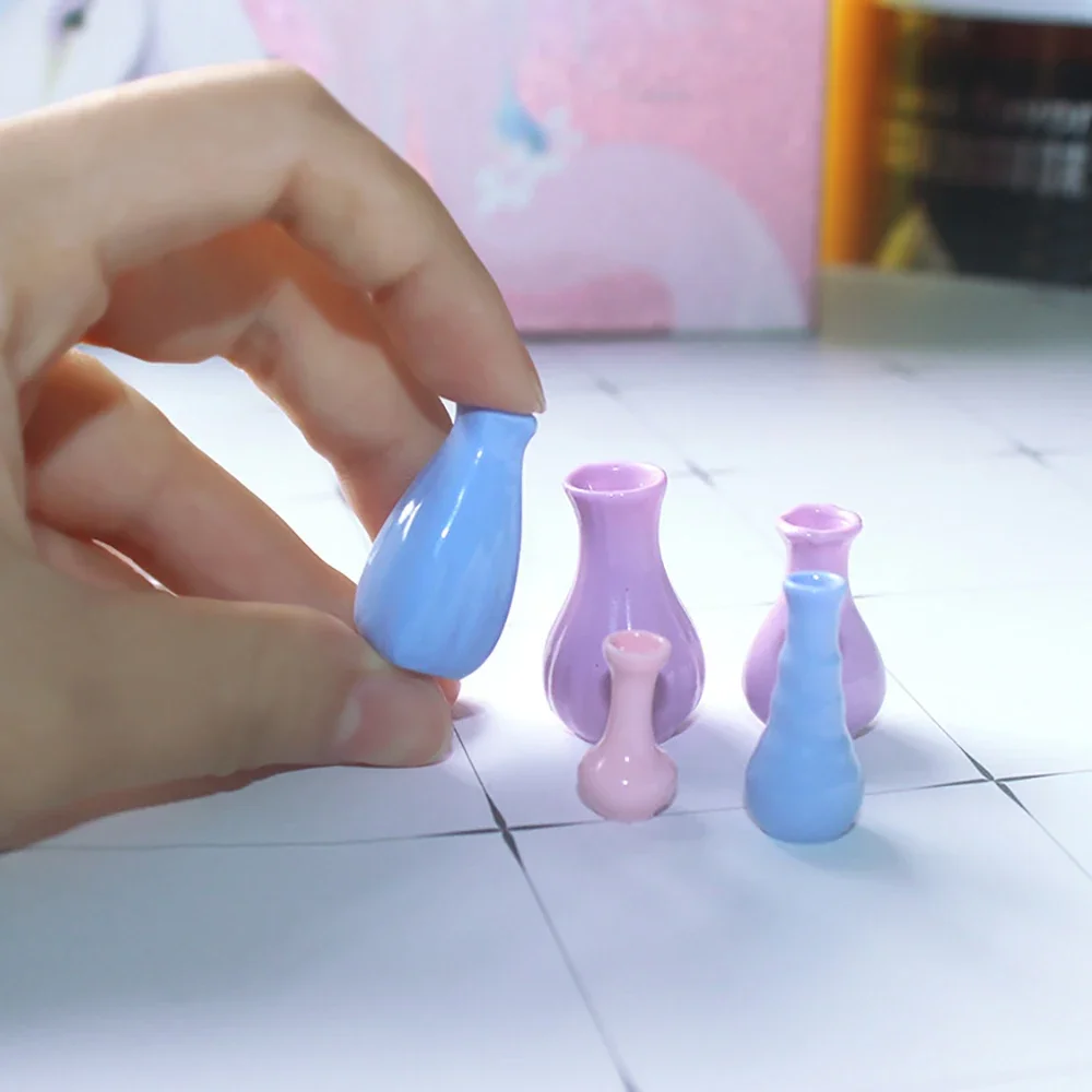 

1Pcs 1/12 Doll House Miniature Resin Vase Simulation Flower Pot Model Toys for Mini Decoration Dollhouse Accessories