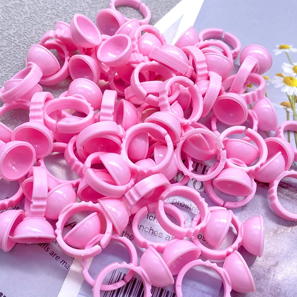 100Pcs Eyelash Glue Fan Cup Rings Wholesale Glue Holder Container Tattoo Pigment Eyelash Extension Tools Lash Supplies