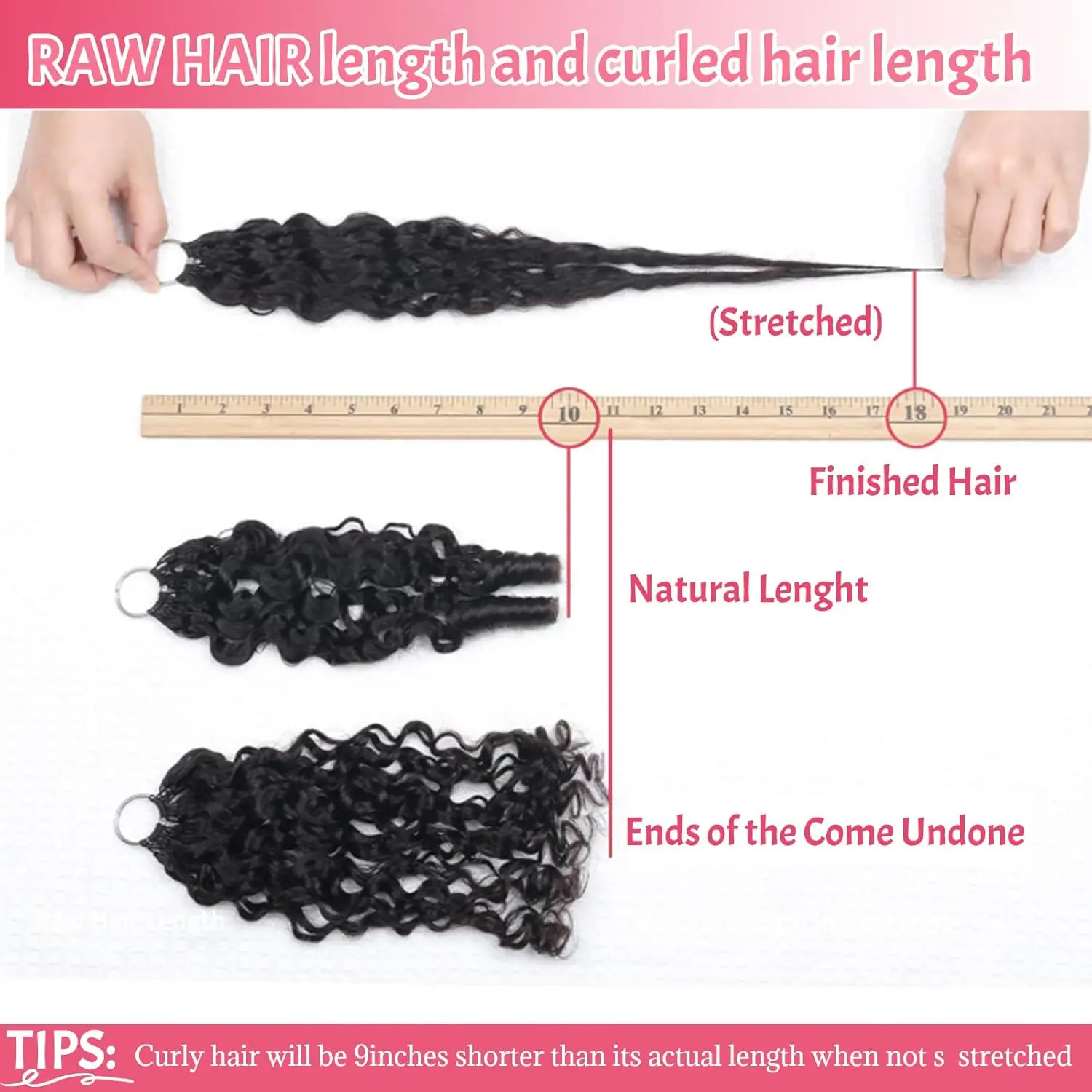Natural Black Burmese Curly Crochet Hair 18inch Knotless Pre Separated Feather Remy Human Hair Lightweight Reusable Extensions 3