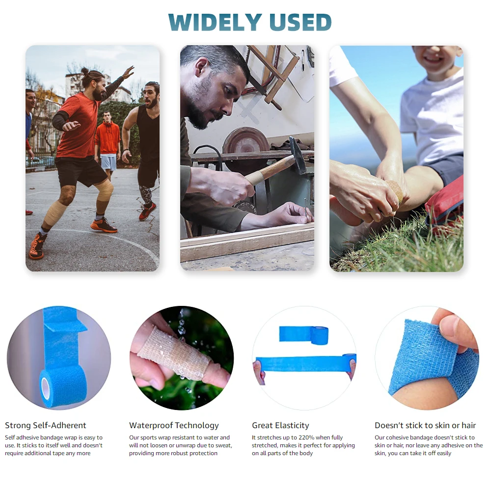 1Roll Wrap Sports Tape Bulk,Self Adherent Rap Tape,Self Adhering Stick  Elastic Bandage,Power Flex Wrap for Wrist & Ankle Injury - AliExpress