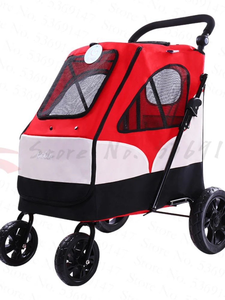 

Breathable Large Pet Stroller Large Dog Dog Trolley Folding Large Space Bearing 55KG For Travel Can Accommodate Large Pets