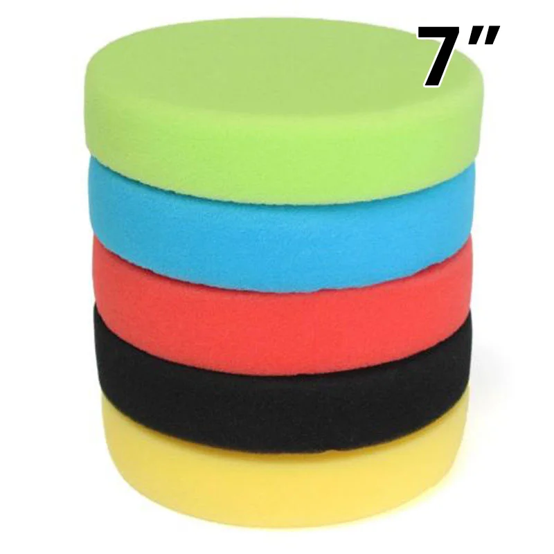 

5pcs 7 Inches 180mm Car Round Flat Polishing Wheel Foam Buffing Sanding Pad Disc Sponge Grinding Pads Polisher For Rotary Tool