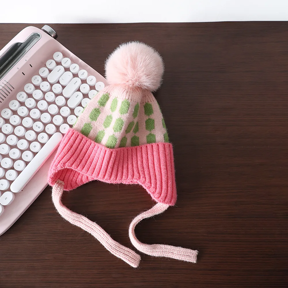 Winter Baby Hut Pompon Fleece Futter Baby Mütze Baby Motorhaube Kinder Mütze für Mädchen Jungen Bobble Kinder Hut für Kinder 1-4y – Detail 5