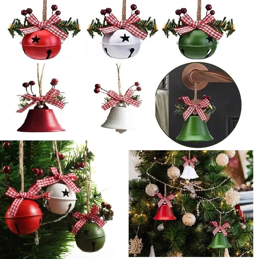 

2pcs Jingle Bells Christmas Bell Metal Bell Ornament Tree Hanging Pendant for Christmas New Year Party Decorations