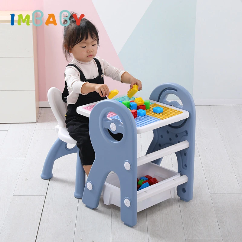 Child Drawing Tablet Set Dual Purpose Building Block Table with Gifts Writing Plate for Children Kids Toys with Magic Water Pen
