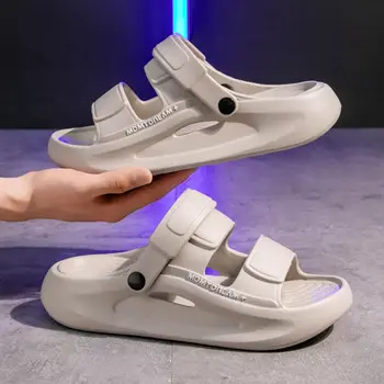 All Match Anti Slip EVA Flats Slippers Open-toe Anti Odor Platform Sandals Shoes Beachwear Slides Sandals Men Bathroom