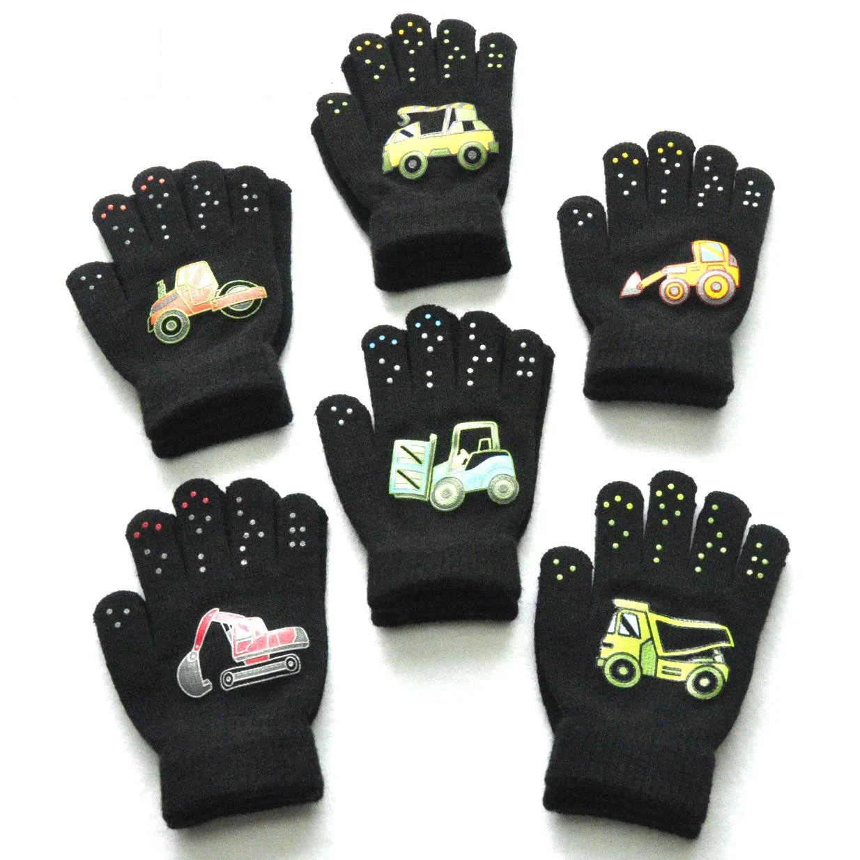 Cycling Gloves Winter Gloves Ski Gloves 5-11Y Children Cartoon Vehicle Plush For Boys Girls