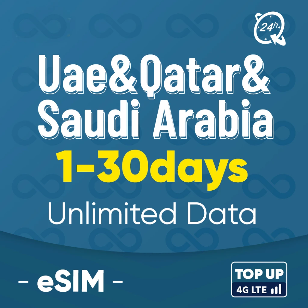 

Uae, Qatar, Saudi Arabia Prepaid sim cards Unlimited Internet data card No call&SMS support eSIM