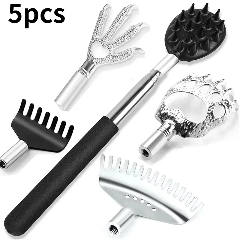 1/3/5PCS Back Scratcher Telescopic Scratching Massage Tool Back Scratcher Scraper Extendable Telescoping Itch Massage Relaxation