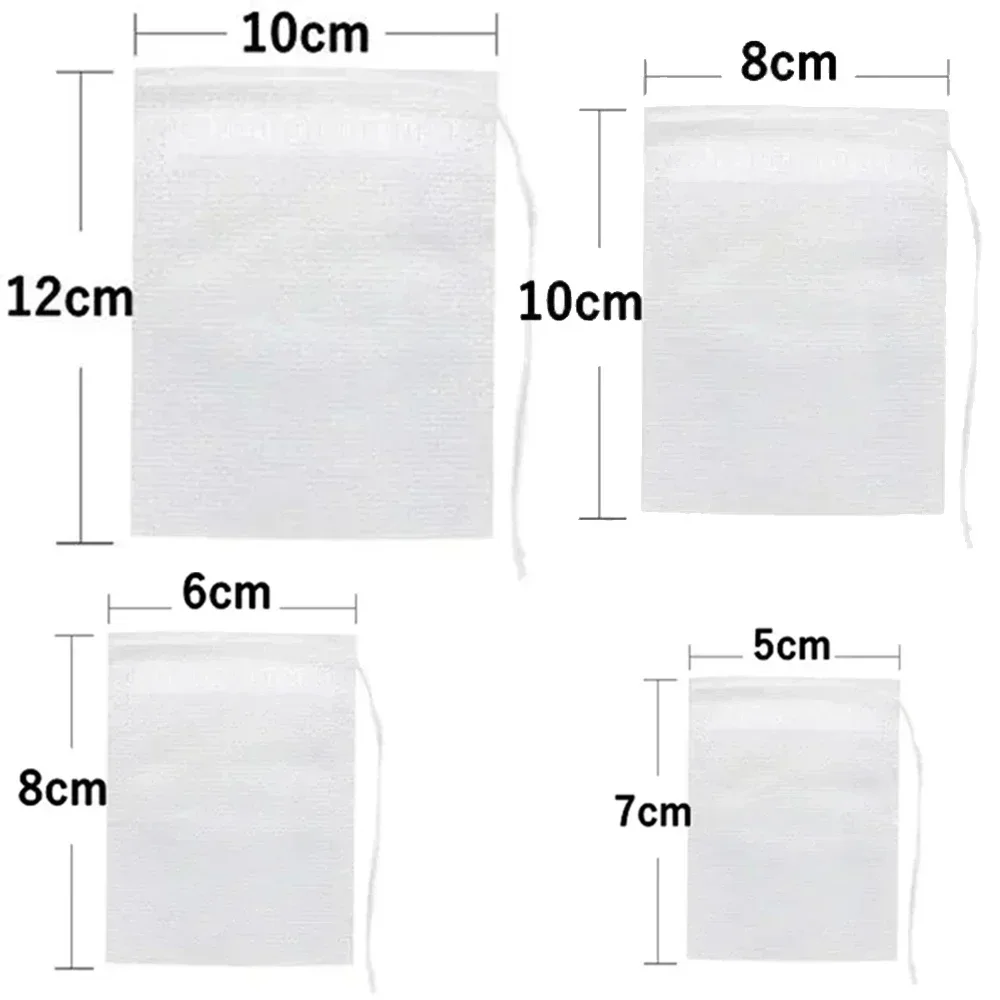 100PCS Non-woven Fabric Tea Bag Disposable Tea Filter Bags  with Drawstring Kitchen Tea Filter Paper for Coffee Herb Loose Tea