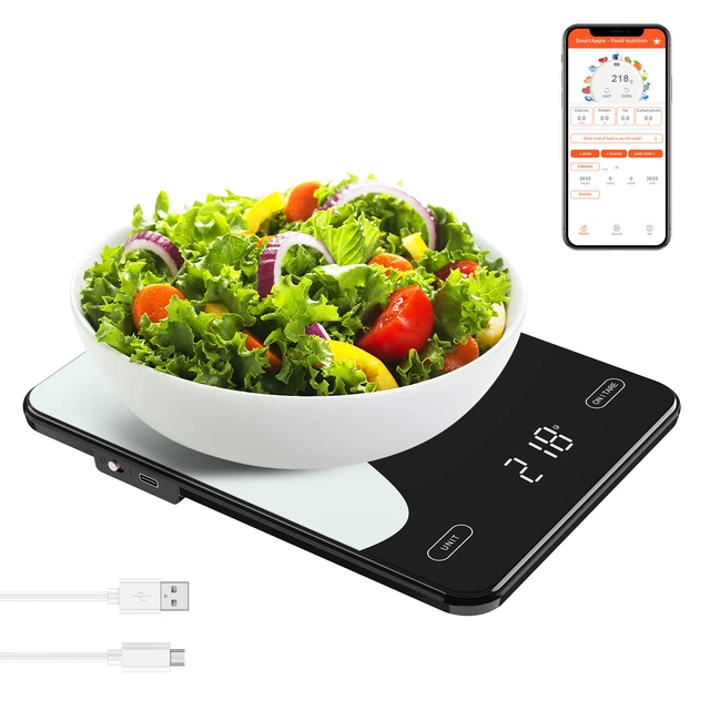 Digital Food Scale Rechargeable Smart Kitchen Scales for Weight Loss Smart  Food