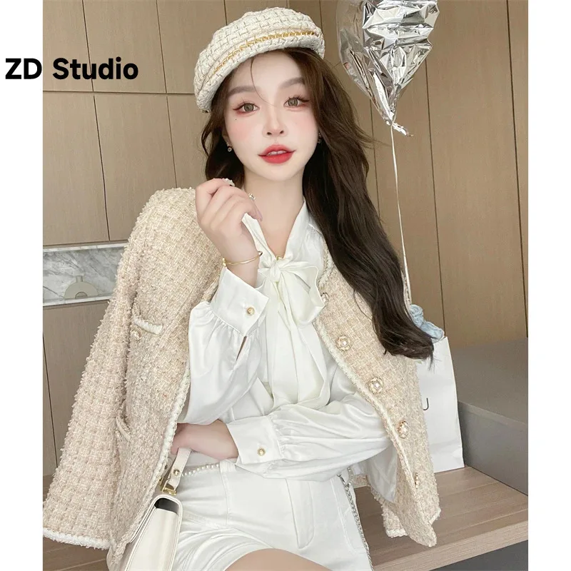 

[ZD Studio] College Style Small Fragrant Style Coat Women's Versatile Short Style Small Guy 2023 Spring Autumn Celebrity Rough