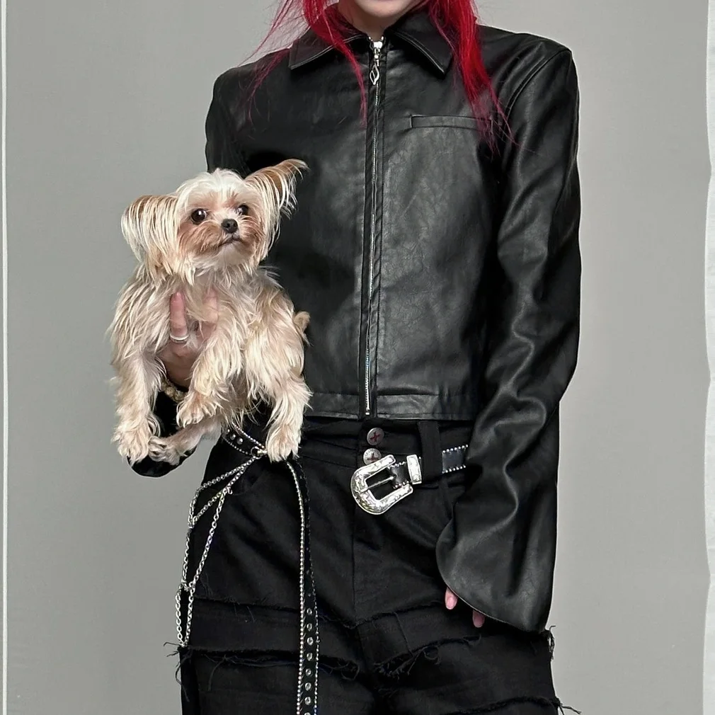 フランス輸入 ピンズ使用 ブラックレザー ジャケット アウター