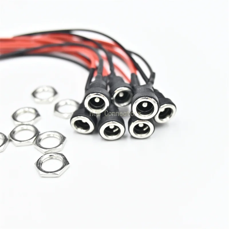 

5Pcs DC-022B 5.5x2.1mm DC Power Female Socket Jack Panel Mount Wire Cable Connector Adapter 2 Pin Solder 20AWG Electronic Wires