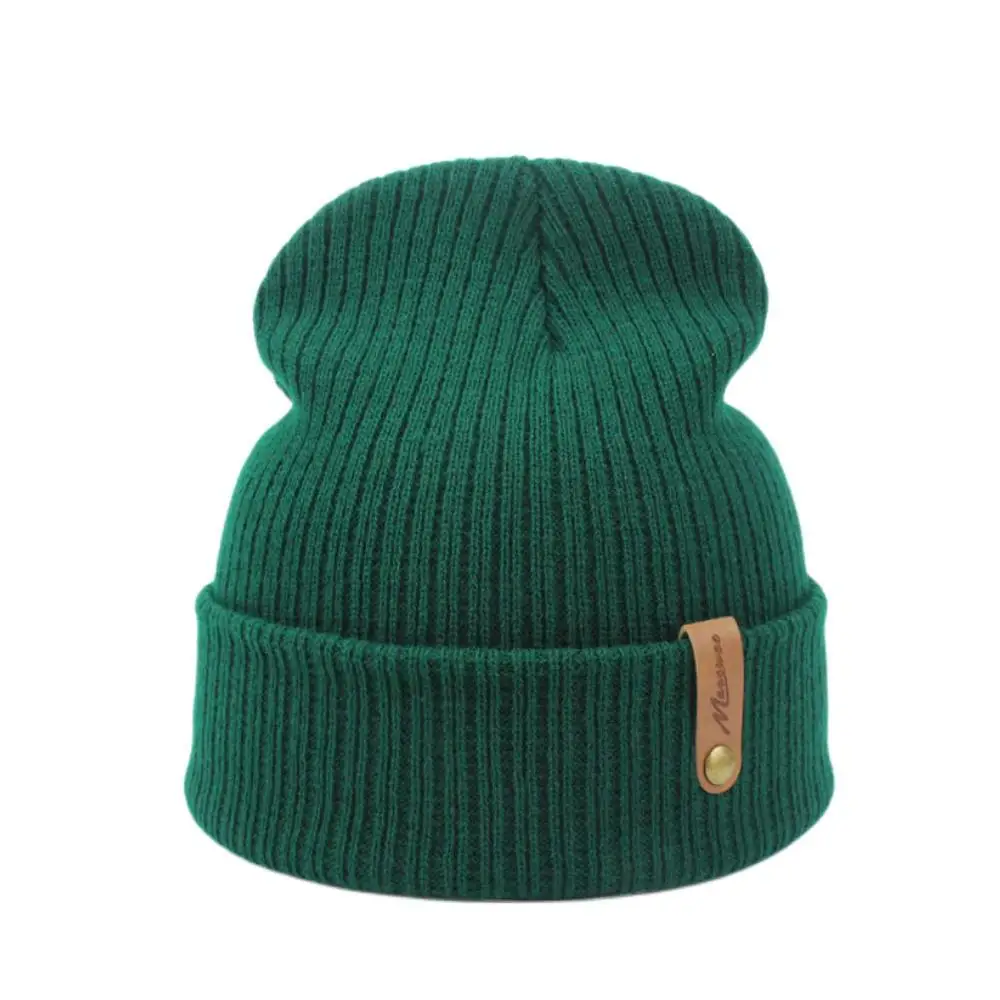 

Зимняя трикотажная Женская шапочка унисекс, теплая Модная шапочка для взрослых, облегающие шапочки карамельного цвета