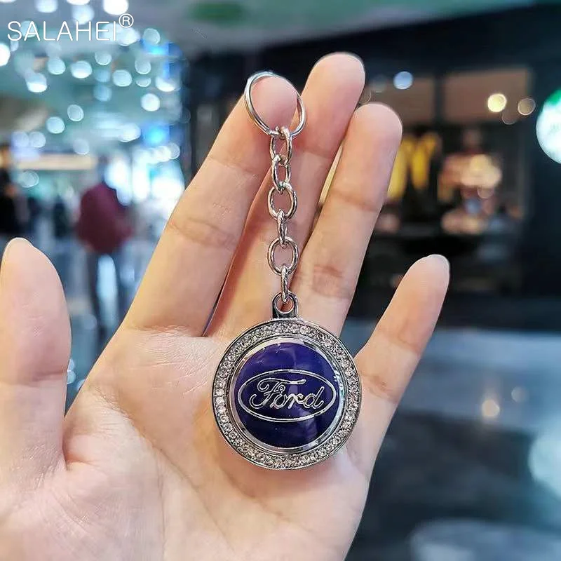 Diamond Car Keychain 3D Chrome Metal Keyring For Ford Focus 2 3 4 5 Mk2 Mk3 Mk4 Mk5 Mk7 Ranger Fiesta Men And Women Gifts |