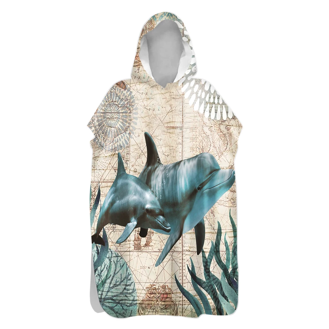 

Seahorse Octopus Turtle Whale Dolphin Adult Kid Hooded Poncho Towel Swim Beach Changing Robe Sand Free Quick Dry Drop Shipping