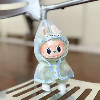 For 17 cm labubu v1/v2/v3 clothes summer doll clothes rabbit ear raincoat for Labubu Outfit DIY Labubu Clothing Gift 1