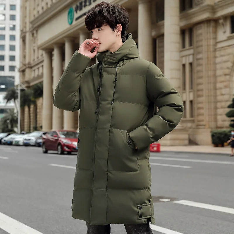 Men Winter Jacket For Men Coat Solid Black Men's Park Long Warm Parkas Warm Male Thick Cotton Padded Slim Outerwear 8XL Black