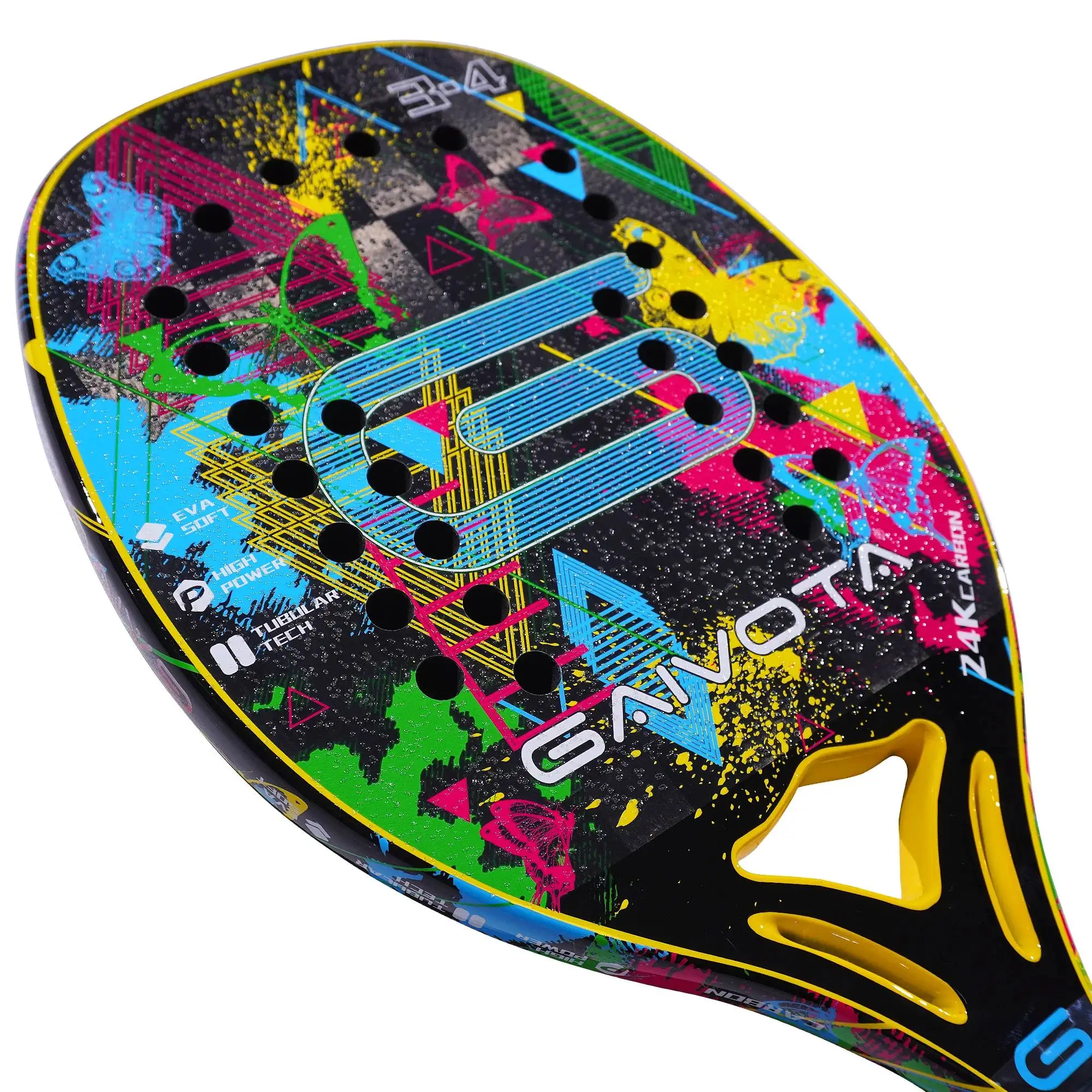 Gaivota butterfly multi-color women's beach tennis racket 24K carbon racket with rough surface treatment and backpack