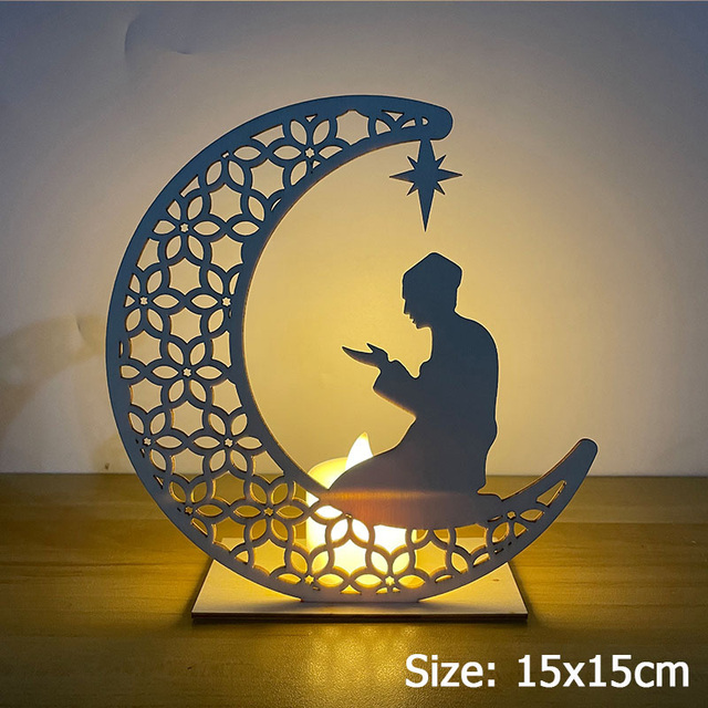 Eid Mubarak Decorations for Home Wooden Table Stand Moon Plaque Hanging Pendant Islam Muslim Event Party Supplies