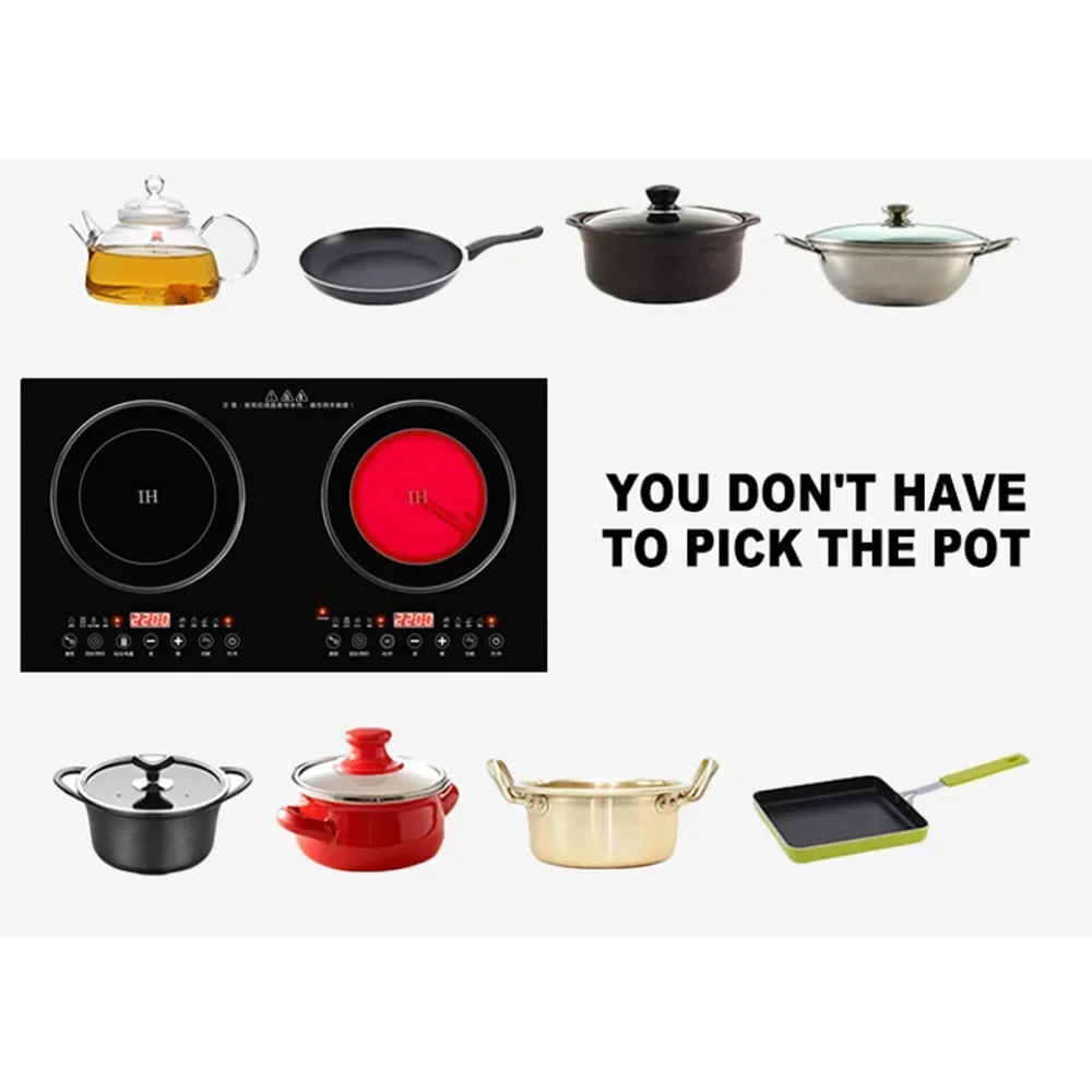 Built-in Panel Cooktop Double-burner Double Stove Embedded Dual Use Electric Cooktop Induction Cooker + Ceramic Cooker 220V
