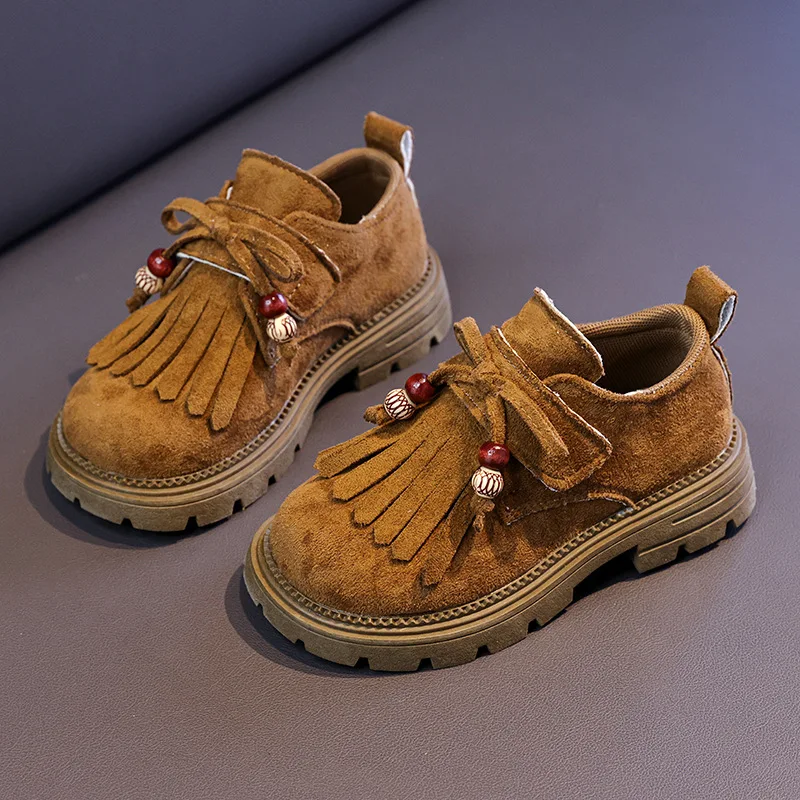 Leather Kids Mary Jane Shoes Non Slip Thick Bottom