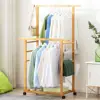 Double Layer Garment Hanging Display Stand Rack, Clothes Rail with Rolling Wheel, Heavy Duty, Wardrobe 1