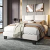 Upholstered Queen Size Bed Frame with Velvet Fabric Headboard Strong Wooden Slats Support Noise Free No Box Spring Neede 1