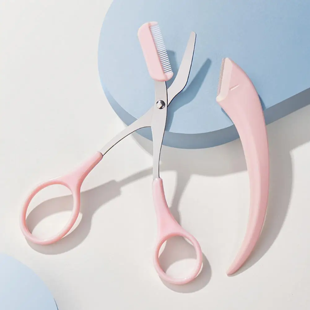 1 Set Eyebrow Remover Suit Portable Eyebrow Trimmer Kit Easy to Grip Correct Eyebrows Remover Suit with Scissors Comb
