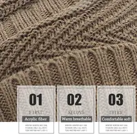 Men Women Winter Beanie Hat Scarf Casual Thermal Fleece Knitted Hat Soft Warm Balaclava Wool Neck Warmer Scarf Cap 6