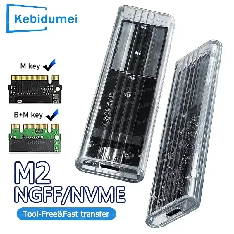 M.2 NVME PCIe Case NGFF SATA Protocol SSD Case Clear USB Type C 10Gbps PCI-E M2 SSD Transparent External Enclosure Hard Disk Box ssd enclosure