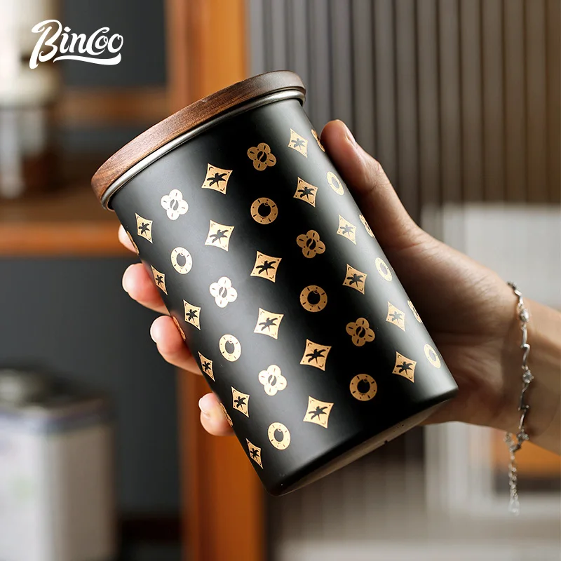 

BINCOO Coffee Bean Sealed Jar Coffee Powder Storage Tank Tea Storage Can Portable Stainless Steel for Home 380ML/560ML