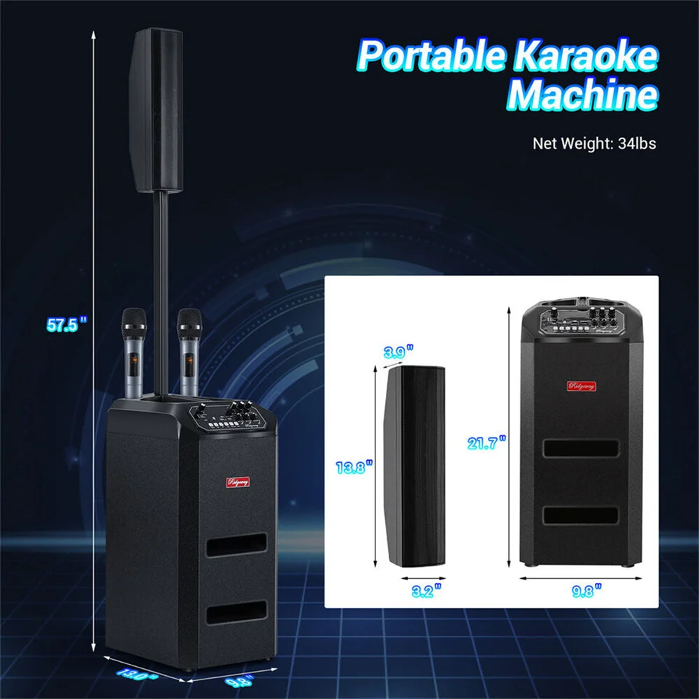 5000W Bluetooth Line Array Speaker Portable Sound System Party Dj karaoke Stage Subwoofer Speaker With 2 Mic and Remote