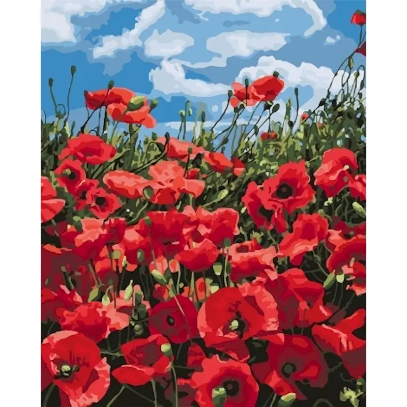 GATYZTORY 60x75cm Painting By Numbers Frameless Red Flower Paint By