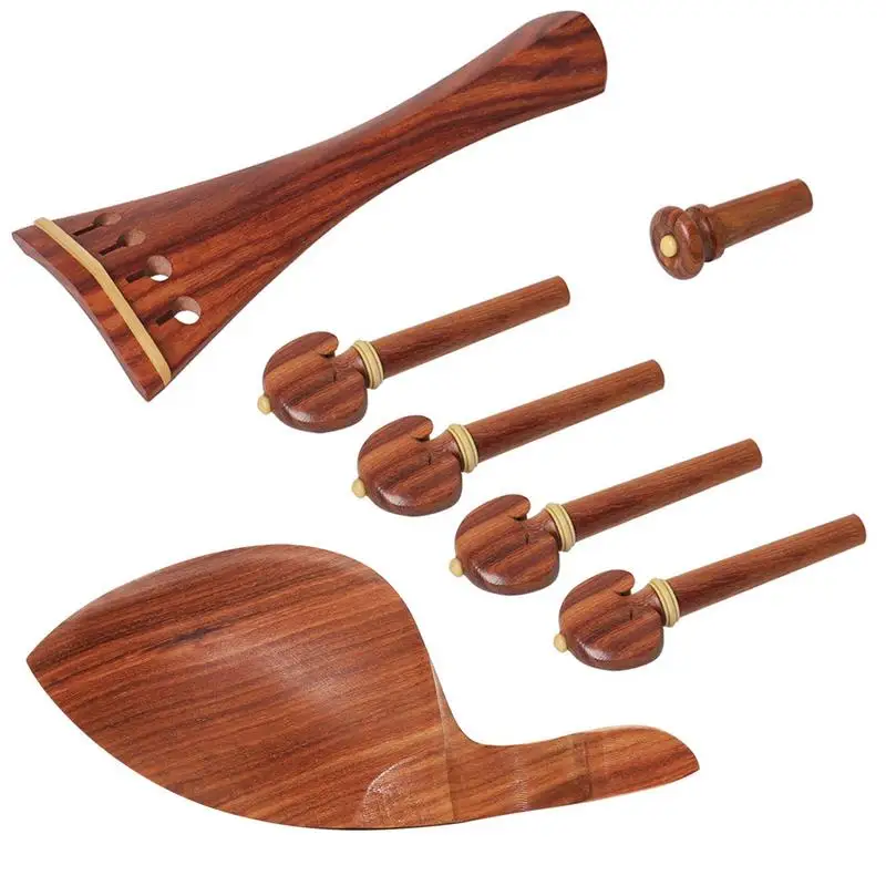 Redwood Violin Parts 7pcs Replacement Parts High-Grade Rosewood Violin Tailpiece 4/4 Violin Parts Set Violin Peg Tailpiece Chin фото