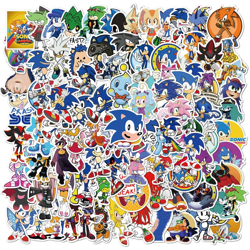 10/100PCS Japan Anime Sonic Waterproof Stationery Sticker Skateboard Suitcase Luggage Guitar Stickers Kid Toy Sticker